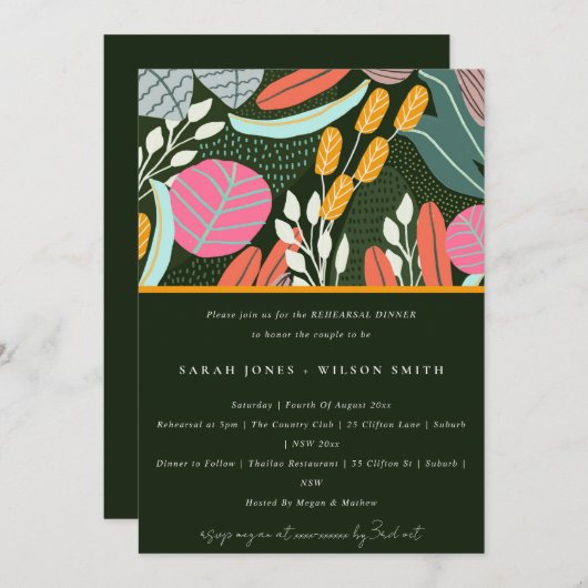 Abstraktes kühnes tropisches botanisches Probe Abe Einladung (Vorne/Hinten)