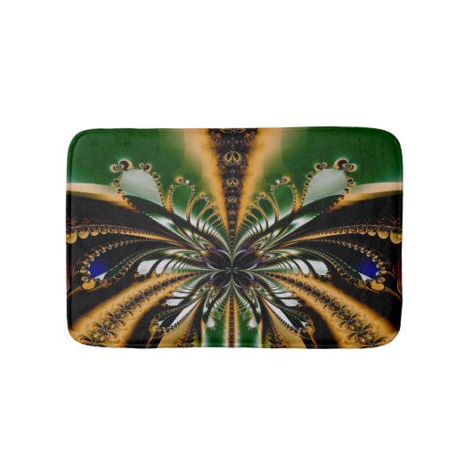 Abstraktes Kunst-Grün und Brown-Muster Badematte (Vorderseite)