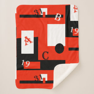 Abstraktes Kunst Rot Schwarz Weiß Wurfdecke Sherpadecke