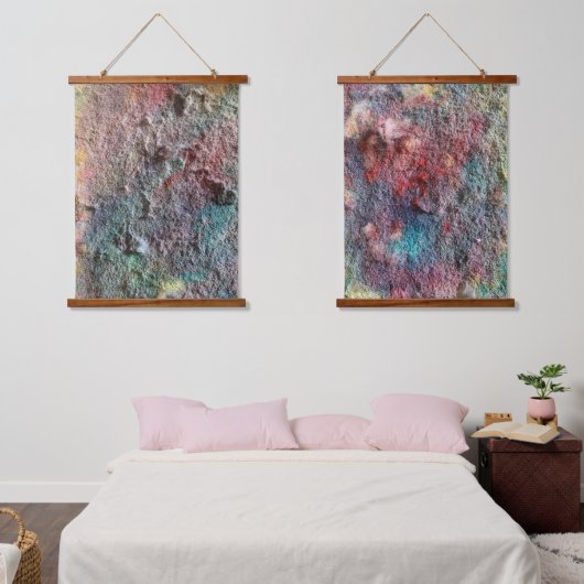 Abstraktes Kunst-Teppich-Set aus 2 Wandteppich Mit Holzrahmen (Schlafzimmer)