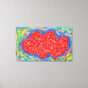 Abstraktes Kunstbild Blau gemischte Farben mit Rot Leinwanddruck