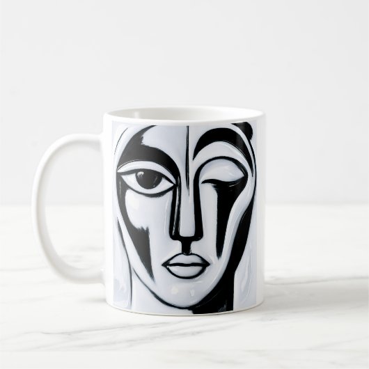 Abstraktes künstlerisches Antlitz Kaffeetasse (Links)