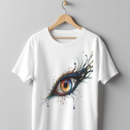 Abstraktes künstlerisches Auge mit farbenfrohen, m T-Shirt