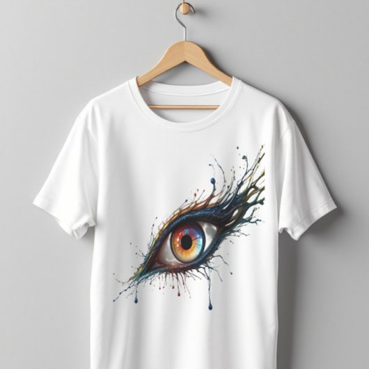 Abstraktes künstlerisches Auge mit farbenfrohen, m T-Shirt