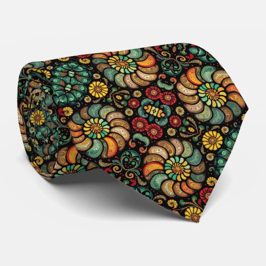 Abstraktes künstlerisches Boho-Muster Whimsical Fl Krawatte (Gerollt)