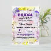 Abstraktes künstlerisches Pastell Floral Brautpart Einladung (Stehend Vorderseite)