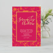 Abstraktes Künstlerisches Rosa Orange Modernes Gol Folieneinladung (Stehend vorne)