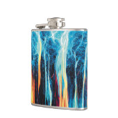 Abstraktes Kunstmuster Rot und Blue Electric Energ Flachmann (Links)