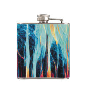 Abstraktes Kunstmuster Rot und Blue Electric Energ Flachmann (Rückseite)