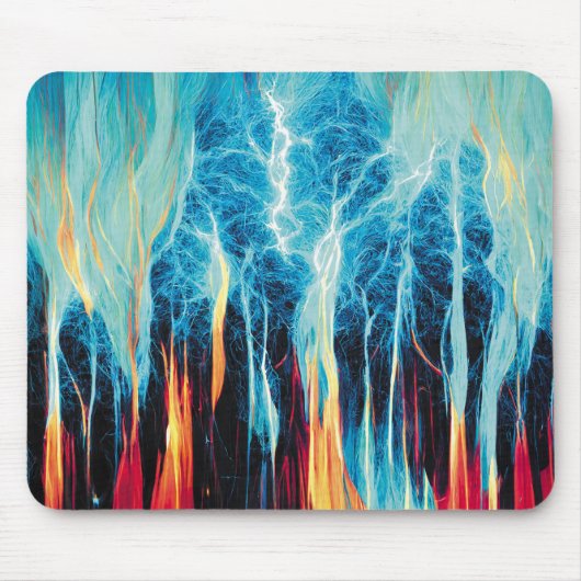 Abstraktes Kunstmuster Rot und Blue Electric Energ Mousepad (Vorne)