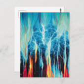 Abstraktes Kunstmuster Rot und Blue Electric Energ Postkarte (Vorne/Hinten)