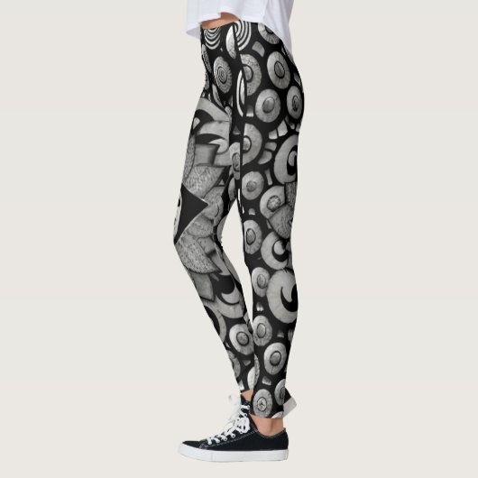 abstraktes Kunstmuster Schwarz-Graue Leggings (Links)