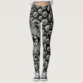 abstraktes Kunstmuster Schwarz-Graue Leggings (Vorderseite)