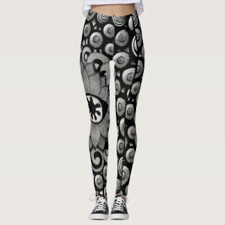abstraktes Kunstmuster schwarz und grau Leggings
