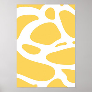 Abstraktes Kunstposter in Weiß und Gelb Poster