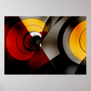Abstraktes Kunstposter Lunarraum Rot Gelb Poster