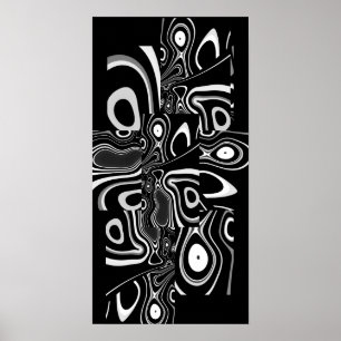 Abstraktes Kunstposter Ultra Modern Schwarz Weiß 3 Poster