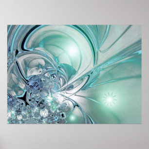 Abstraktes Kunstposter Zweifarbig Blaues Glas Poster