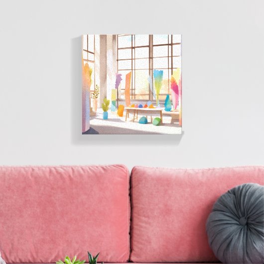 Abstraktes Kunststudio | Bright Airy Watercolor Leinwanddruck (Insitu (Wohnzimmer))