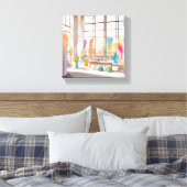 Abstraktes Kunststudio | Bright Airy Watercolor Leinwanddruck (Insitu (Schlafzimmer))