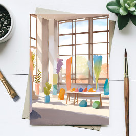 Abstraktes Kunststudio | Bright Airy Watercolor Postkarte