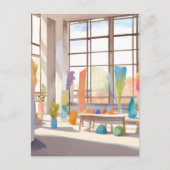 Abstraktes Kunststudio | Bright Airy Watercolor Postkarte (Vorderseite)