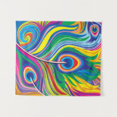 Abstraktes Kunstwerk mit Pfauenfedern Wandteppich (Vorderseite (Horizontal))