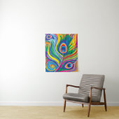 Abstraktes Kunstwerk mit Pfauenfedern Wandteppich (Beispiel)