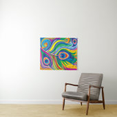 Abstraktes Kunstwerk mit Pfauenfedern Wandteppich (Beispiel (Horizontal))