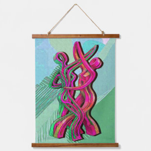 abstraktes Kunstwerk Wandteppich Mit Holzrahmen