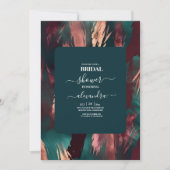 Abstraktes Kupfer dunkelgrün staubig rosa Braut Einladung (Vorderseite)