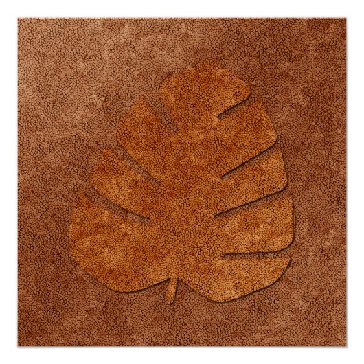 Abstraktes Kupfer-Look-Blatt Poster (Vorderseite)