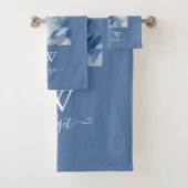 abstraktes Küstenmuster aus blauem Marmor Badhandtuch Set (Insitu)