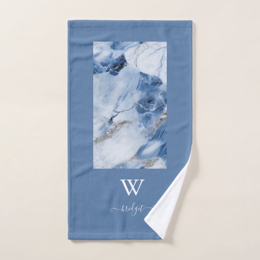 abstraktes Küstenmuster aus blauem Marmor Badhandtuch Set (Handtuch)