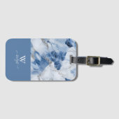 abstraktes Küstenmuster aus blauem Marmor Gepäckanhänger (Vorderseite (Horizontal))