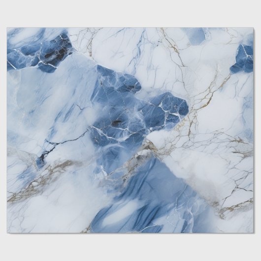 abstraktes Küstenmuster aus blauem Marmor Geschenkpapier (Flach)