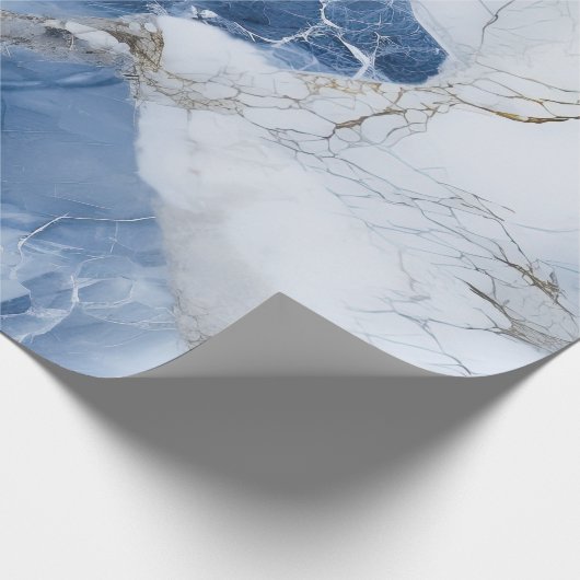 abstraktes Küstenmuster aus blauem Marmor Geschenkpapier (Ecke)