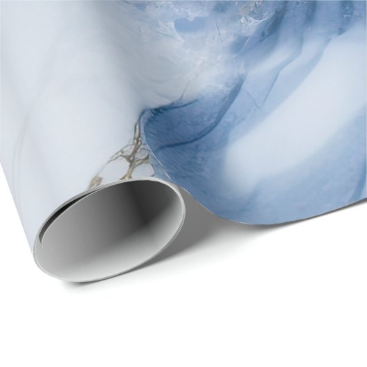 abstraktes Küstenmuster aus blauem Marmor Geschenkpapier (Rolleneckpunkt)