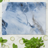 abstraktes Küstenmuster aus blauem Marmor Geschirrtuch (Gefaltet)