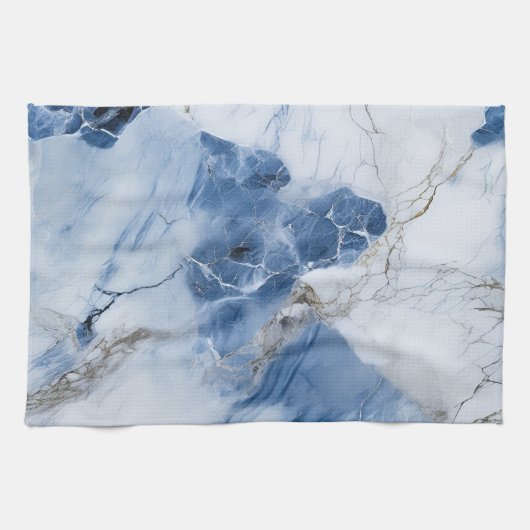 abstraktes Küstenmuster aus blauem Marmor Geschirrtuch (Horizontal)