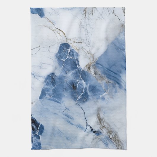 abstraktes Küstenmuster aus blauem Marmor Geschirrtuch (Vertikal)