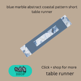 abstraktes Küstenmuster aus blauem Marmor Kurzer Tischläufer