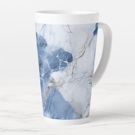 abstraktes Küstenmuster aus blauem Marmor Milchtasse (Rechte Ecke)