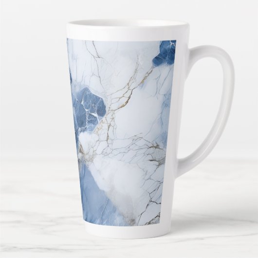 abstraktes Küstenmuster aus blauem Marmor Milchtasse (Rechts)