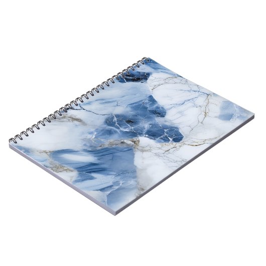 abstraktes Küstenmuster aus blauem Marmor Notizblock (Linke Seite)