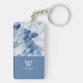 abstraktes Küstenmuster aus blauem Marmor Schlüsselanhänger (Rückseite)