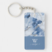 abstraktes Küstenmuster aus blauem Marmor Schlüsselanhänger (Vorderseite)