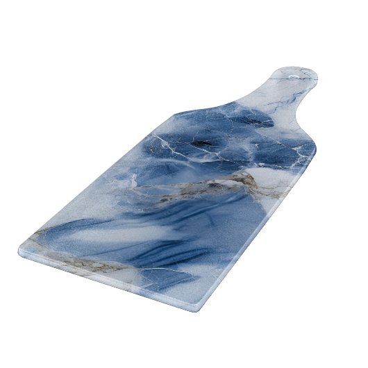 abstraktes Küstenmuster aus blauem Marmor Schneidebrett (Ecke)