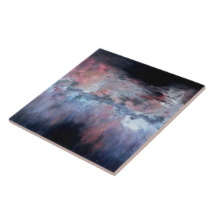 Abstraktes Landschaft mit lebendigen Farben v3 Fliese