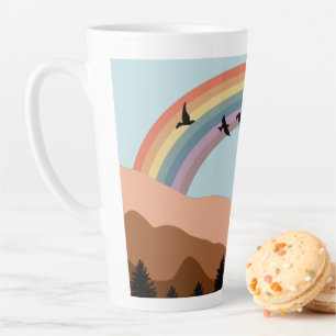Abstraktes Landschaft-Wald-Bäume-Regenbogen & Vöge Milchtasse